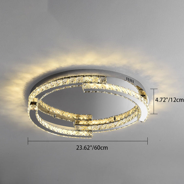 Luz de techo empotrada LED de cristal de acero inoxidable redonda de lujo moderno para dormitorio 