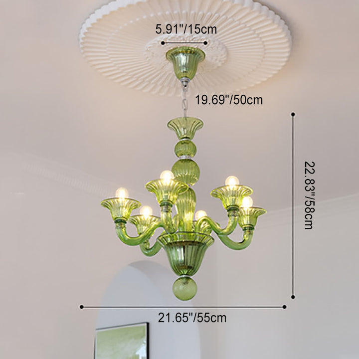 Traditioneller französischer Glaskandelaber-Design-Kronleuchter aus Eisen mit 6 Lichtern für das Wohnzimmer 