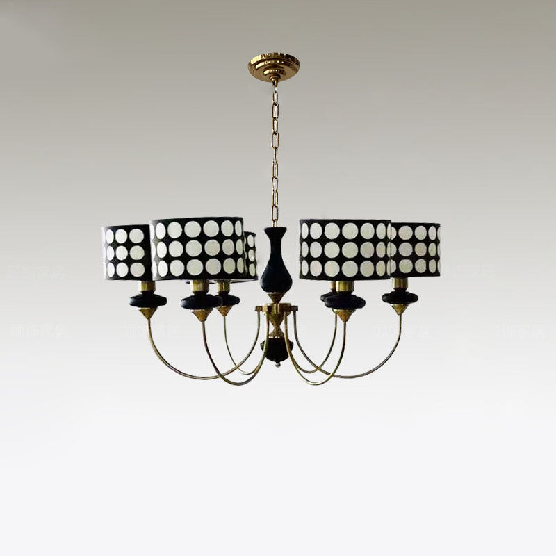 Traditioneller Vintage Runder Polka Dot Eisen Glas 3/6 Licht Kronleuchter Für Wohnzimmer 