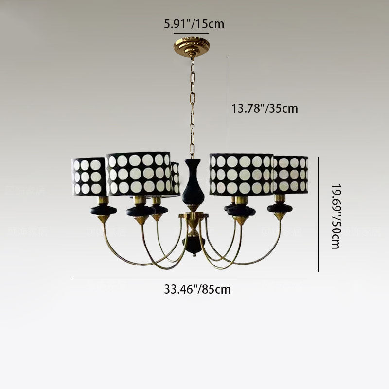 Traditioneller Vintage Runder Polka Dot Eisen Glas 3/6 Licht Kronleuchter Für Wohnzimmer 