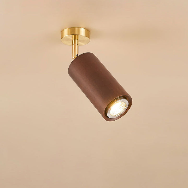 Plafonnier semi-encastré LED en bois de fer cylindrique chinois traditionnel pour salon 