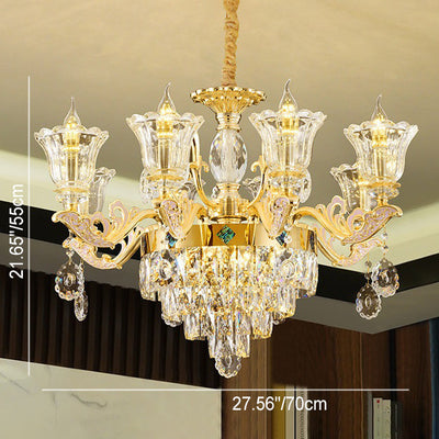 Zeitgenössischer Luxus-Zweigglas-Zink-Kronleuchter mit 6/8/10/15 Lichtern für Wohnzimmer 