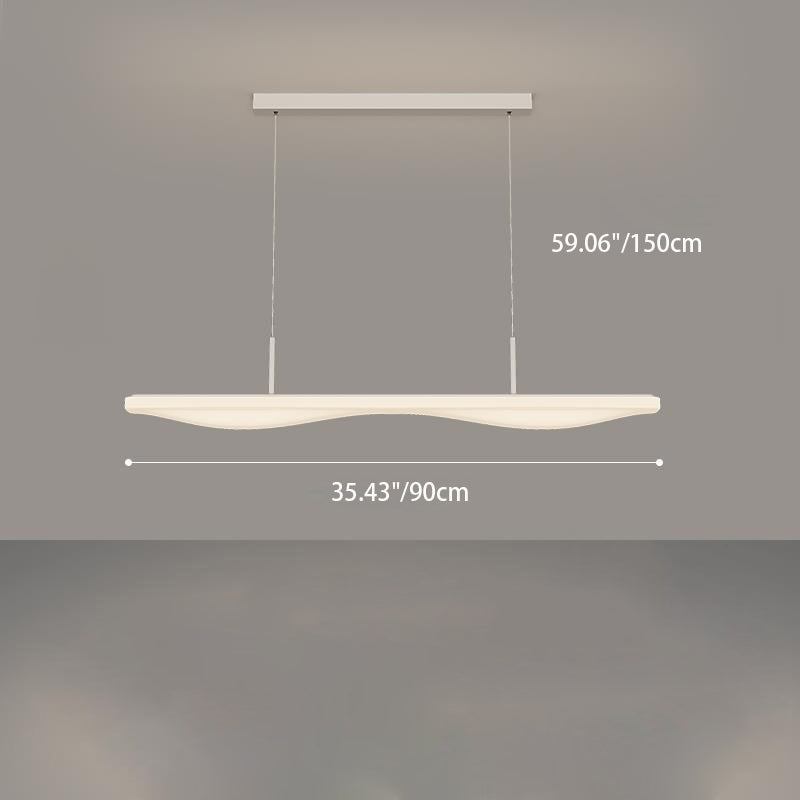 Modern Minimalist Long Iron Rolled Plastic LED Island Light Pendant Light For Dining Room
