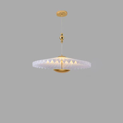 Modern Art Deco Pleated Round Acrylic Iron LED Chandelier For Living Room