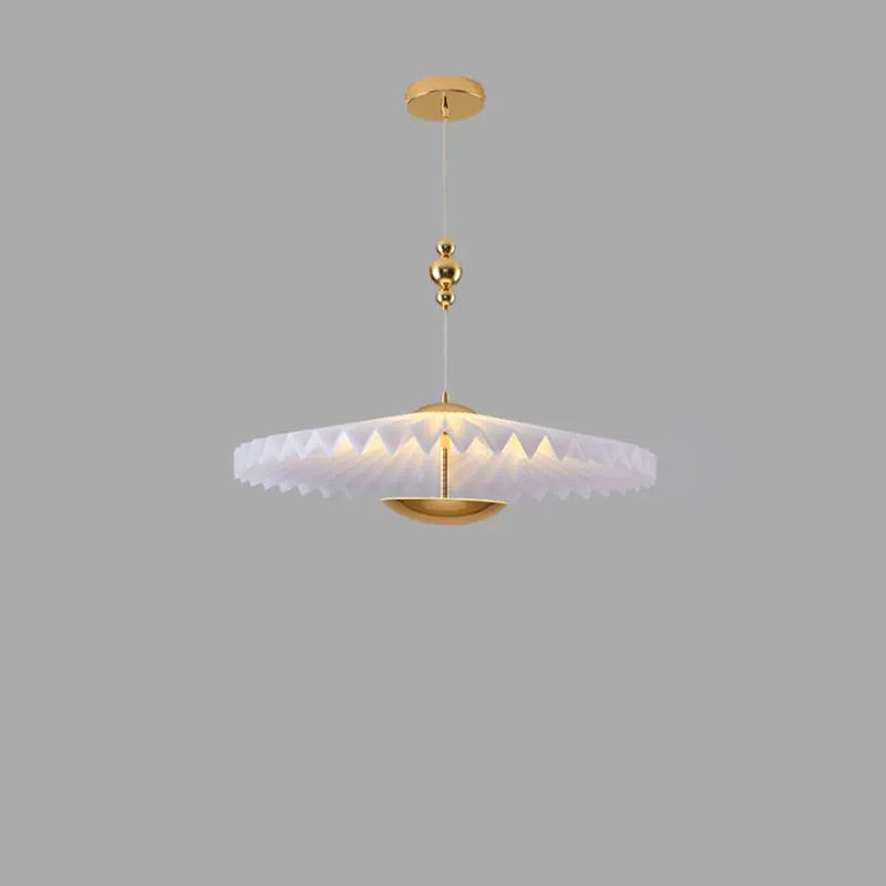 Modern Art Deco Pleated Round Acrylic Iron LED Chandelier For Living Room