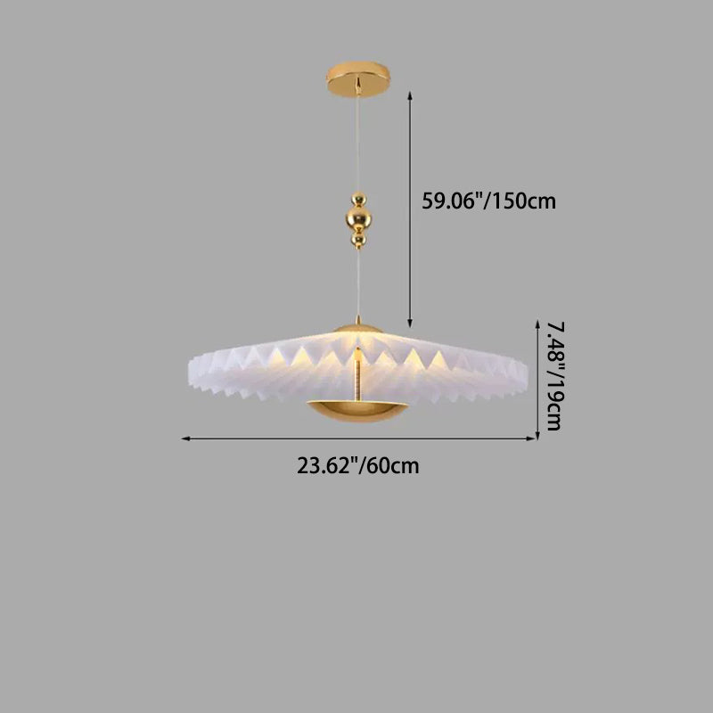 Modern Art Deco Pleated Round Acrylic Iron LED Chandelier For Living Room