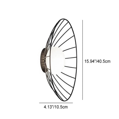 Modern Minimalist Straw Hat Iron 1-Light Wall Sconce Lamp
