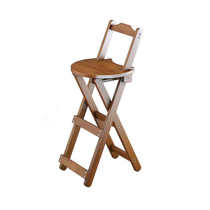 Simplicidad contemporánea Taburete de bar plegable con patas en forma de X de bambú Respaldo bajo Reposapiés para comedor 