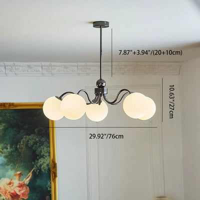 Contemporary Scandinavian Round Ball Iron Glass 3/5/8 Light Chandelier For Living Room