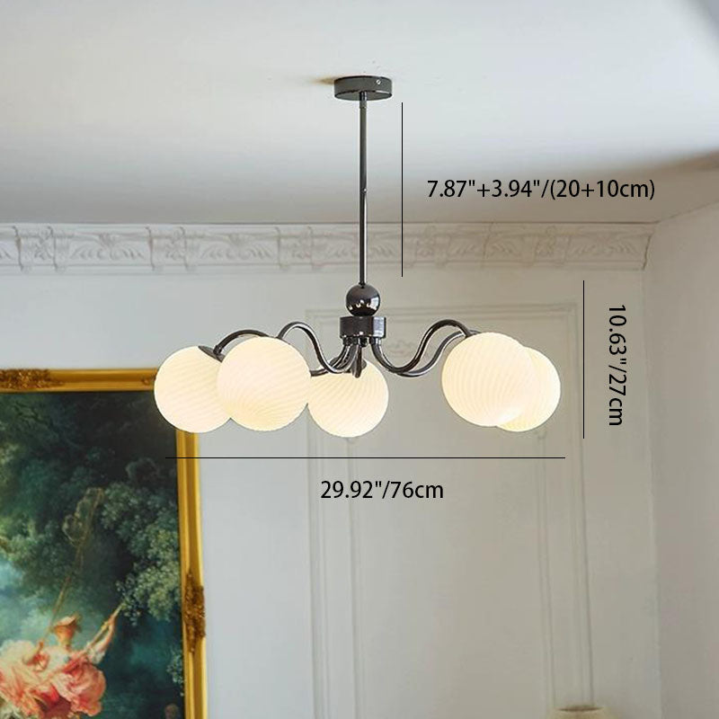 Contemporary Scandinavian Round Ball Iron Glass 3/5/8 Light Chandelier For Living Room
