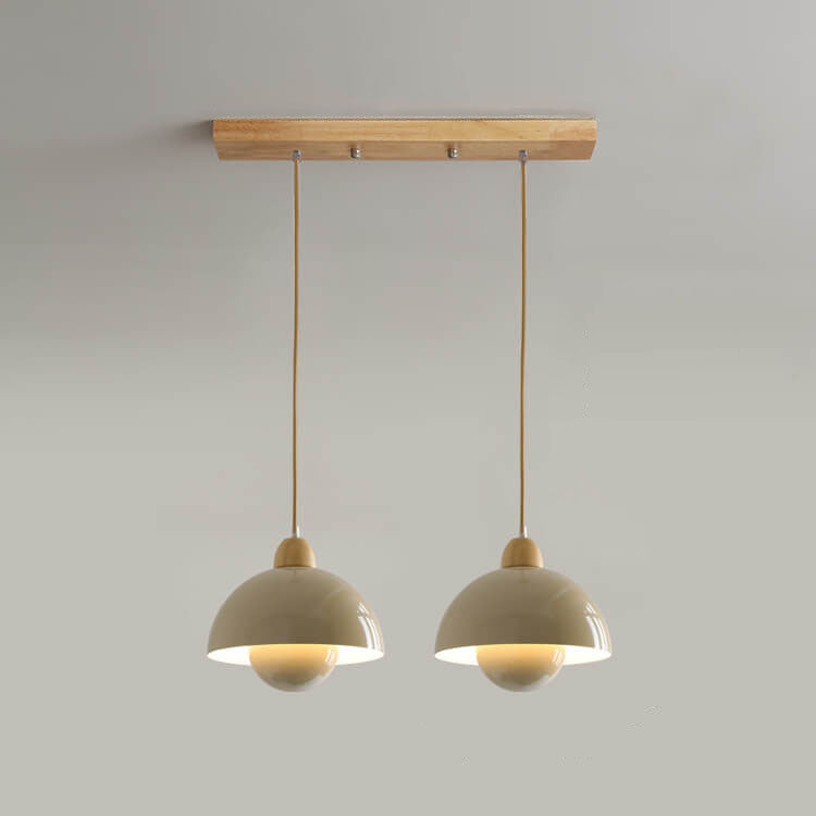Nordischer minimalistischer Glasglas-Holz-1/3-Licht-Insel-Licht-Kronleuchter 