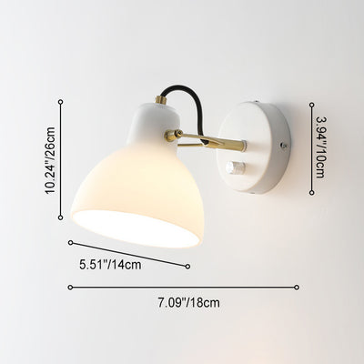 Lámpara de Aplique de Pared de 1 Luz Hemisferoide de Vidrio de Hierro de Simplicidad Moderna para Cabecera 