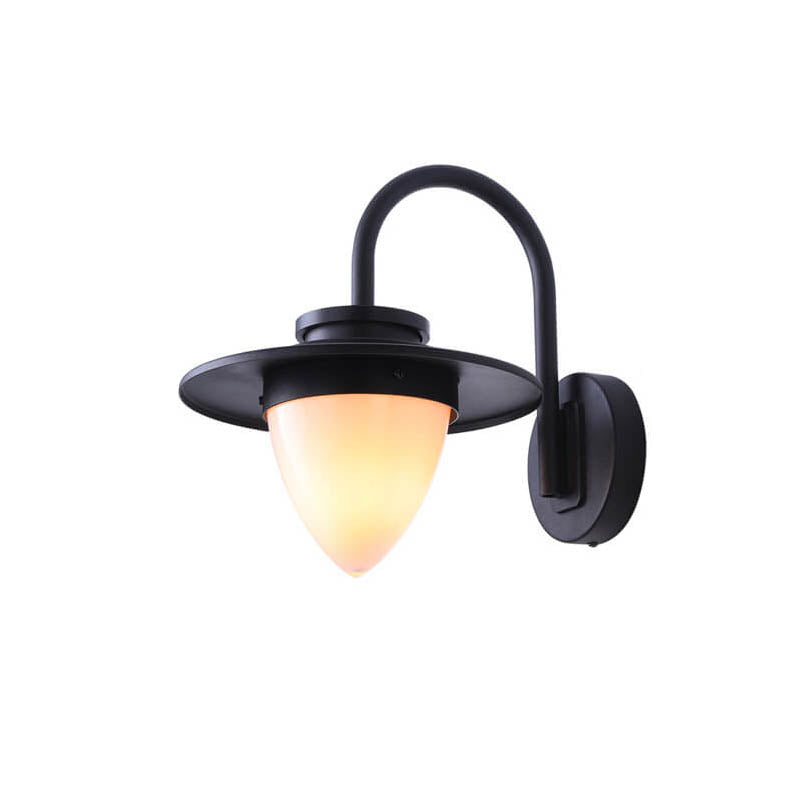 Contemporary Retro Peach Glass Iron Outdoor Waterproof 1-Light Wall Sconce Lamp For Garden