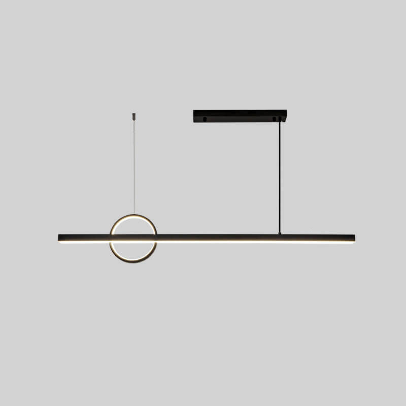 Lámpara colgante LED para isla de cocina de acrílico y cobre con diseño moderno minimalista de líneas y círculos para sala de estar 