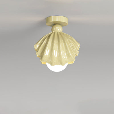 Zeitgenössische kreative Shell Eisen Harz Acryl LED Semi-Flush Mount Deckenleuchte für Wohnzimmer
