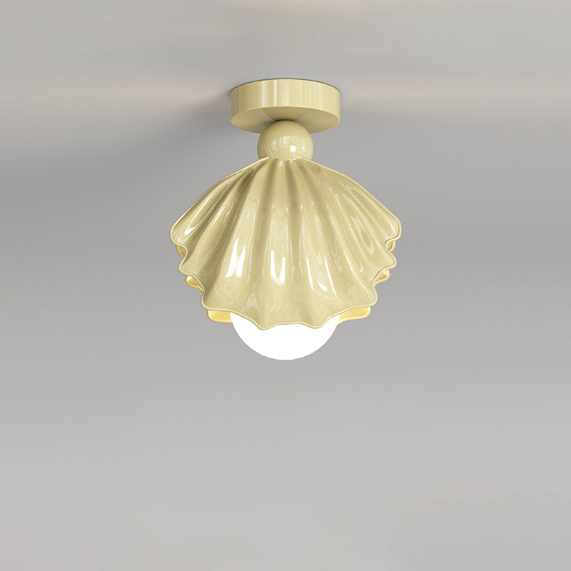 Zeitgenössische kreative Shell Eisen Harz Acryl LED Semi-Flush Mount Deckenleuchte für Wohnzimmer