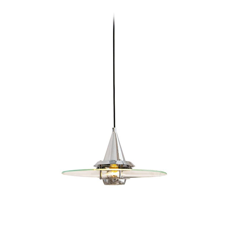 Zeitgenössische nordische runde fliegende Untertasse Kegel Hardware Glas 1-Licht Pendelleuchte für Wohnzimmer 