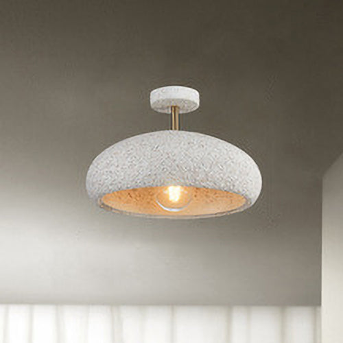 Moderne minimalistische ovale Gips-Eisen 1-Licht Semi-Flush-Montage Deckenleuchte 