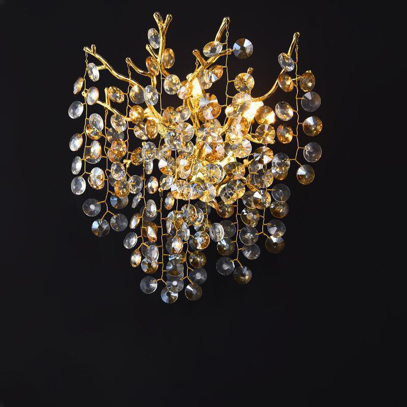 Applique murale moderne en aluminium de luxe avec cristal et perles à 2/3 lumières pour salon 