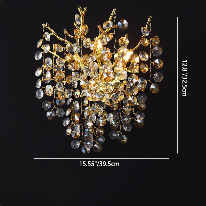 Applique murale moderne en aluminium de luxe avec cristal et perles à 2/3 lumières pour salon 
