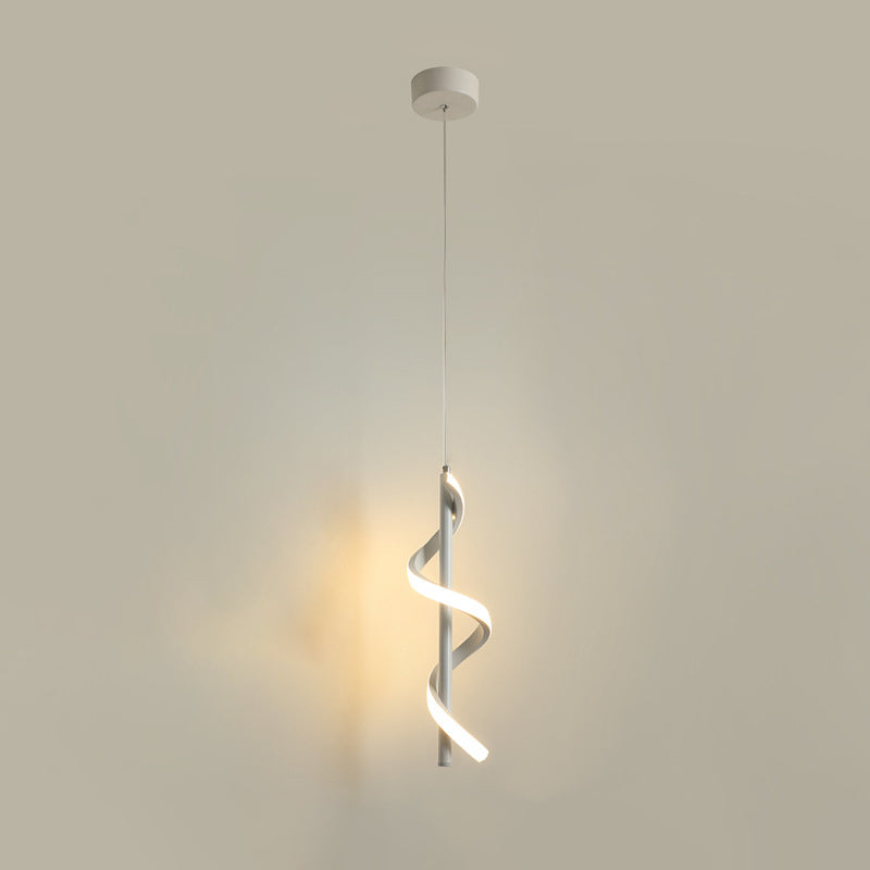 Lustre à LED en spirale en aluminium minimaliste moderne avec bande en silicone pour salon 