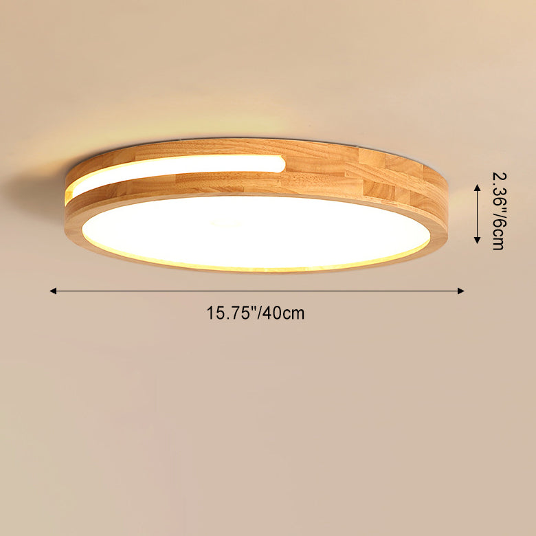 Moderne unbedeutende runde hölzerne Acryl-LED-Unterputz-Deckenleuchte für Schlafzimmer 