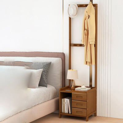 Portemanteau rectangulaire minimaliste moderne en bambou avec panneau de densité, table de nuit avec 1/3 tiroir pour chambre 