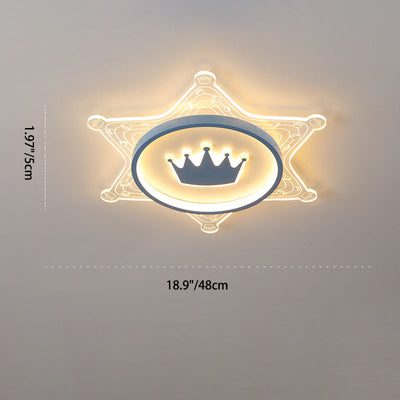 Moderne Art Deco Crown Runde Pentagon Acryl Eisen LED Unterputz Deckenleuchte für Wohnzimmer 