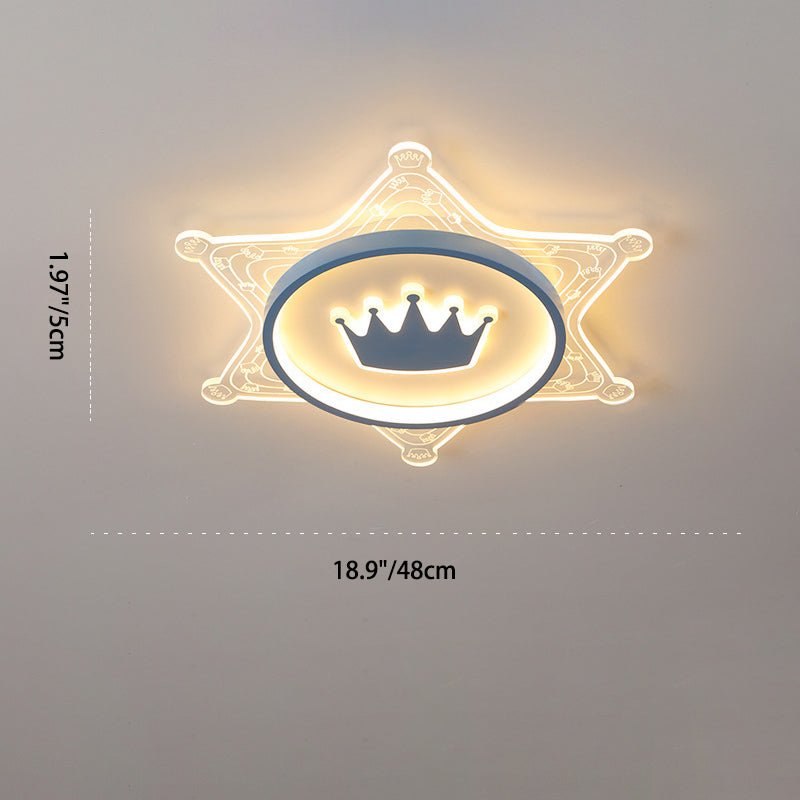 Moderne Art Deco Crown Runde Pentagon Acryl Eisen LED Unterputz Deckenleuchte für Wohnzimmer 