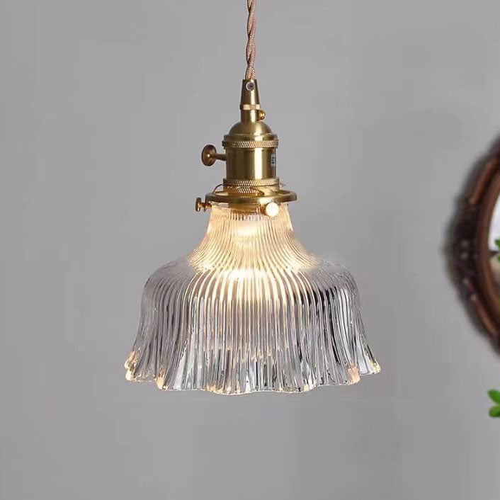Luz colgante de 1 luz de vidrio de nogal de cobre minimalista moderno nórdico 