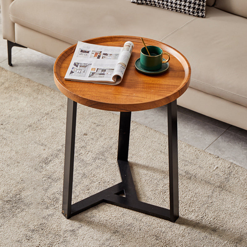 Contemporary Nordic Round Iron MDF Coffee Table 2-Tier For Living Room