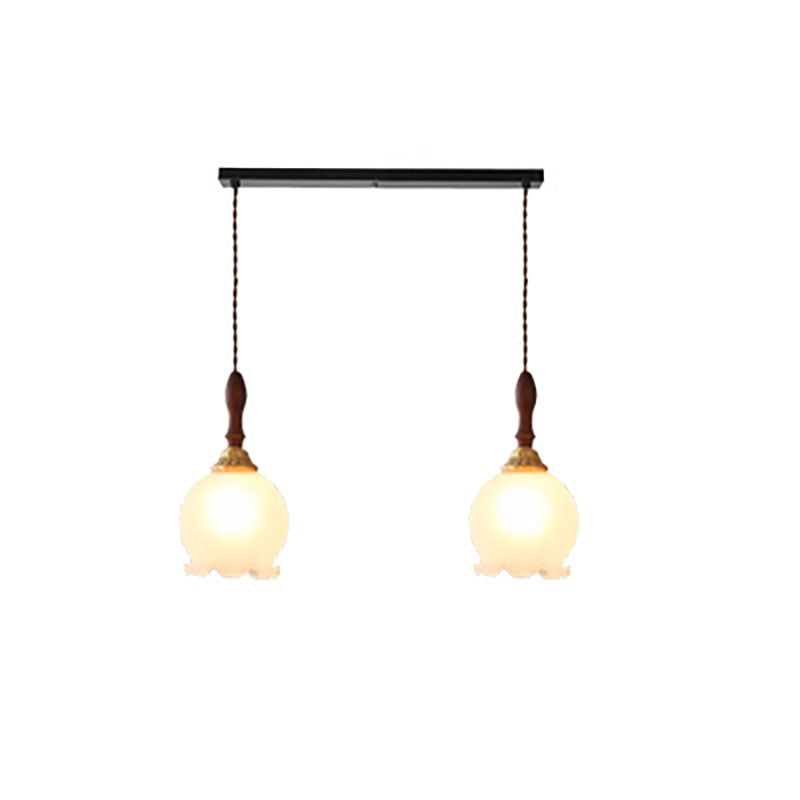 Traditional Vintage Pod Glass Wood Copper 1/2/3 Light Chandelier For Dining Room