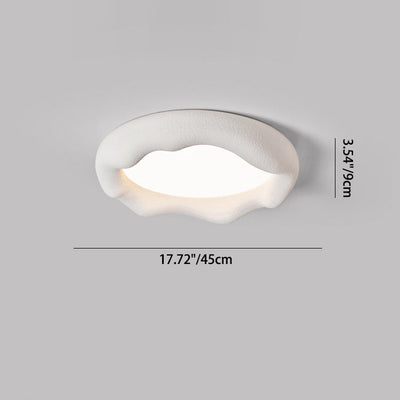 Plafonnier LED Rond en Fer et Fibre de Verre Minimaliste Moderne Crème pour Salon 