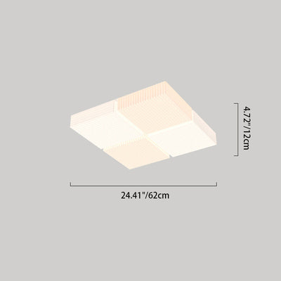 モダンシンプリシティ リブ付き PE キューブシェード LED フラッシュマウント天井灯 リビングルーム用 