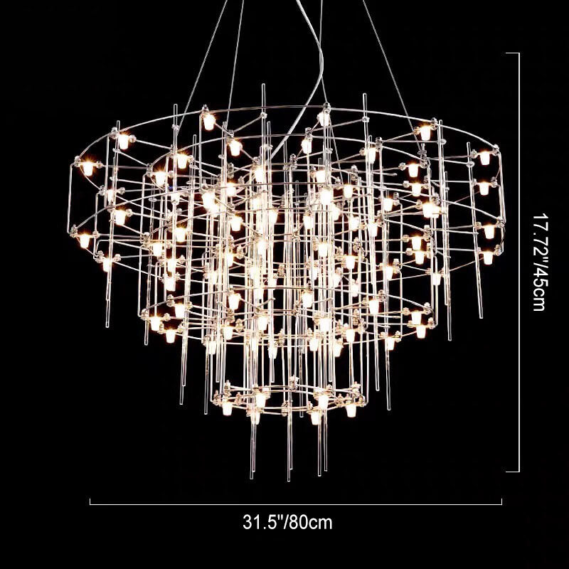 Modern Luxury Round Pole Stainless Steel LED Chandelier For Living Room