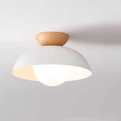 Modern Simple Wrought Iron Log Bowl-Shaped 1-Light Semi-Flush Mount Ceiling Light
