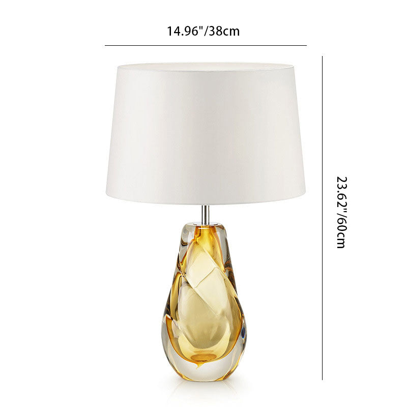 Lámpara de mesa de 1 luz de tela de cristal ovalada contemporánea escandinava para dormitorio 