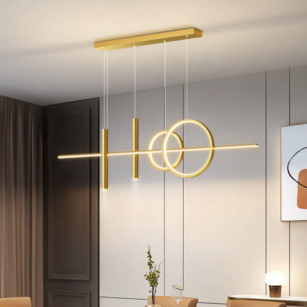 Moderne minimalistische Eisen-Silikon-Streifen-LED-Insel-Leuchte Kronleuchter für das Esszimmer 