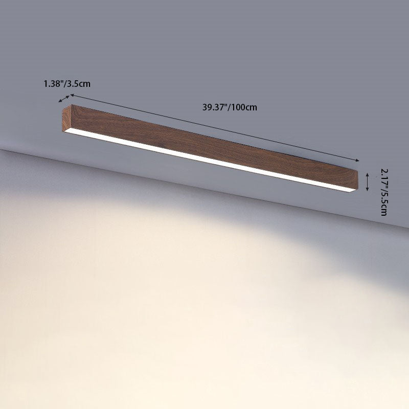 Moderne minimalistische Holzmaserung Aluminiumstreifen LED-Deckenleuchte 