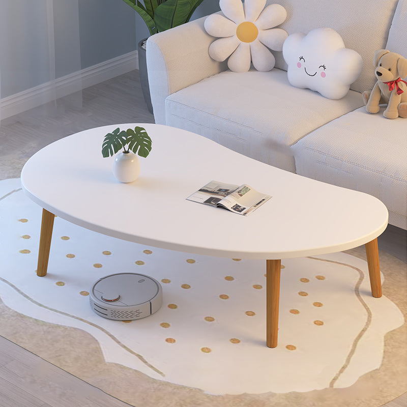 Mesa Auxiliar Moderna Minimalista Ovalada Curvada de Tablero de Densidad de Madera de 1 Nivel para Sala de Estar 