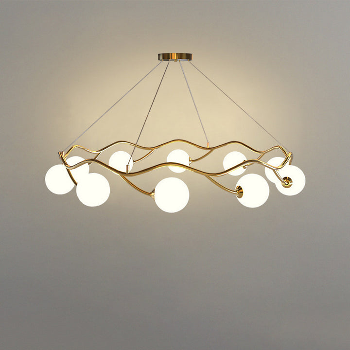 Moderne Nordic Metall Glas Runde Welle Ball Ring 8/10/12 Licht Kronleuchter Für Wohnzimmer 