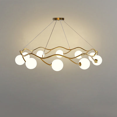 Moderne Nordic Metall Glas Runde Welle Ball Ring 8/10/12 Licht Kronleuchter Für Wohnzimmer 
