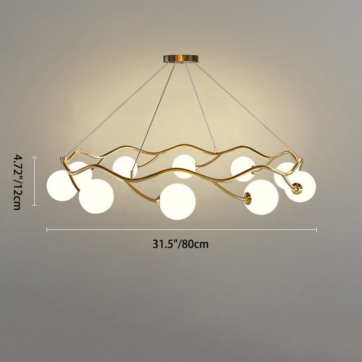 Moderne Nordic Metall Glas Runde Welle Ball Ring 8/10/12 Licht Kronleuchter Für Wohnzimmer 