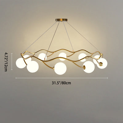 Moderne Nordic Metall Glas Runde Welle Ball Ring 8/10/12 Licht Kronleuchter Für Wohnzimmer 