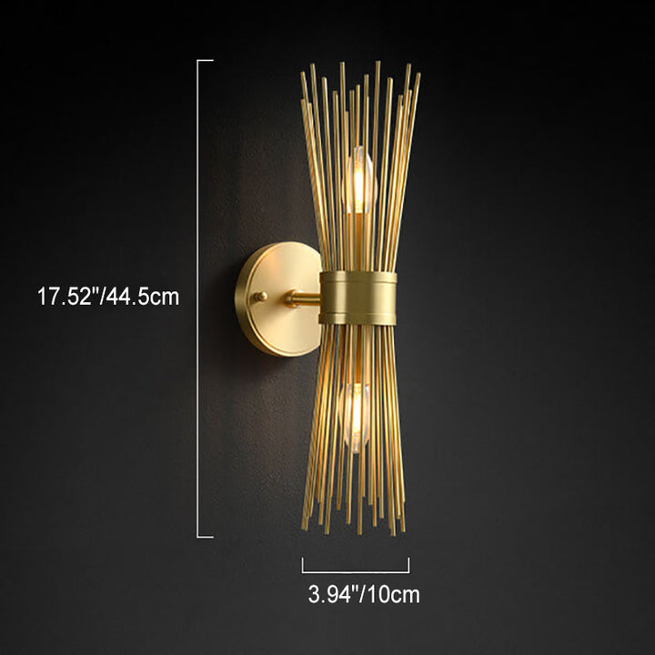 Aplique de pared moderno de lujo en cobre con diseño de rama, columna, de 1/2 luces, para dormitorio 