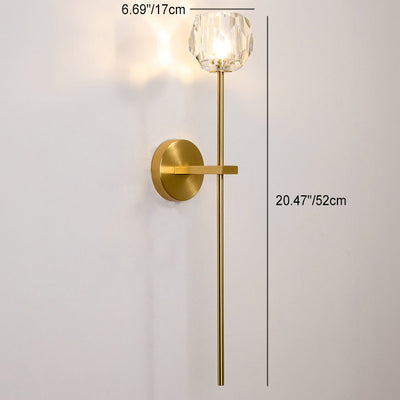 Moderne Mid-Century Kristall Ball Eisen gerade Pole 1-Licht Wandleuchte Lampe für Wohnzimmer 