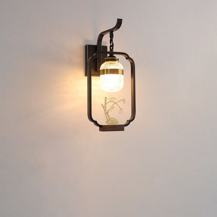 Moderne Vintage Leuchte Luxus Pflanze Kupfer Kristall Glas 1-Licht Wandleuchte 
