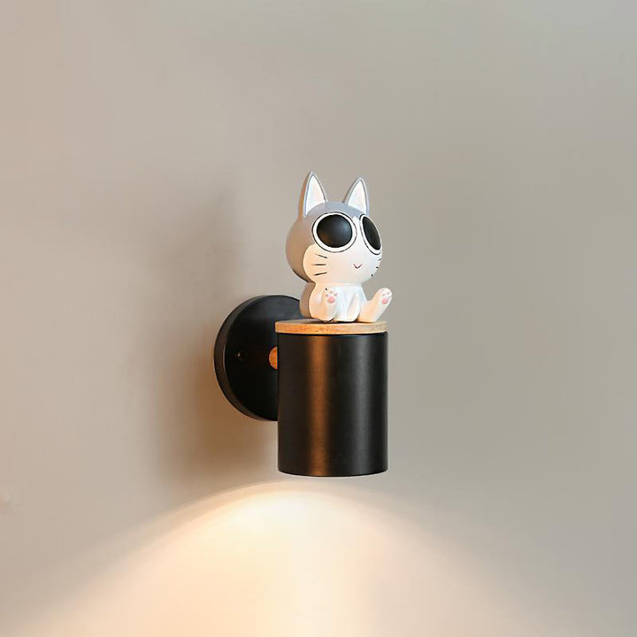 Applique murale 1 lumière en bois massif résine fer colonne de créature de dessin animé minimaliste moderne pour chambre 