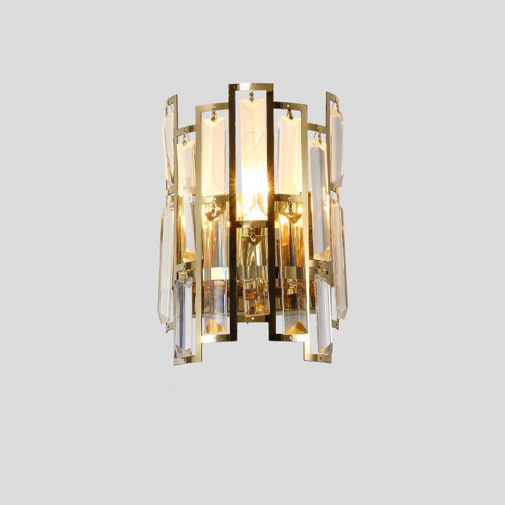 Modern Luxury Stainless Steel Crystal Multiple Rectangular 1/2 Light Wall Sconce Lamp For Living Room