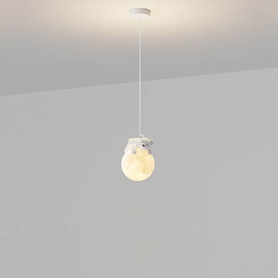 Moderne einfache Harz Bär Kaninchen dekorative Eisen 1-Licht Pendelleuchte 